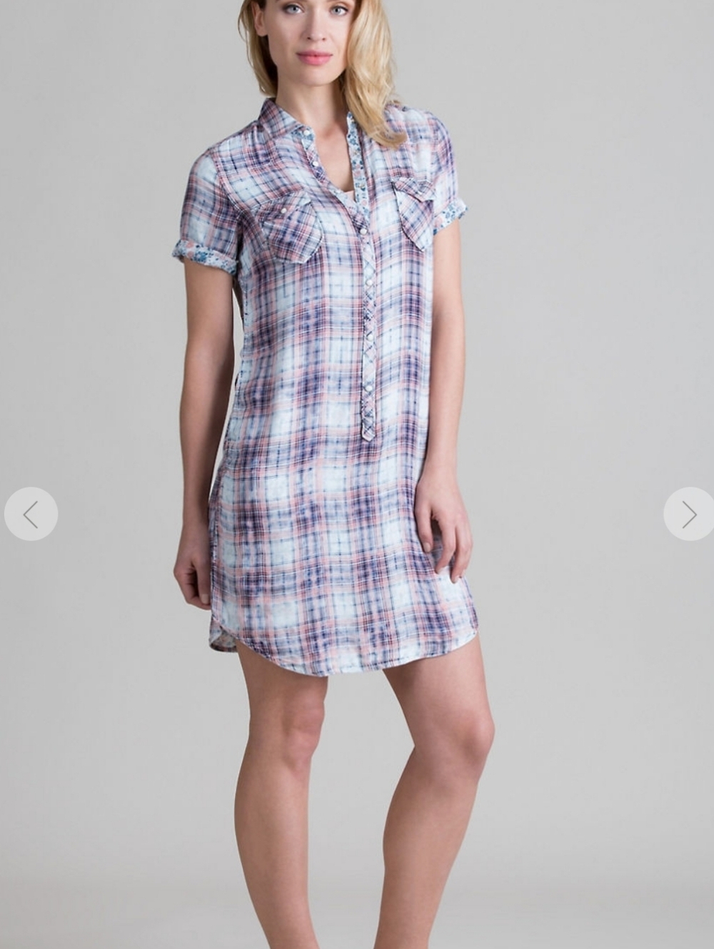 Ryan Michael Cloud Plaid Viscose Long Shirt